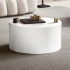 Couchtisch FineBuy Sofatisch MONOBLOC Weiß Hochglanz 60 cm Wohnzimmertisch Rund
