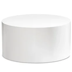 Couchtisch FineBuy Sofatisch MONOBLOC Weiß Hochglanz 60 cm Wohnzimmertisch Rund
