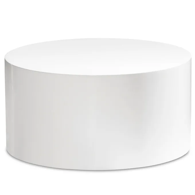 Couchtisch FineBuy Sofatisch MONOBLOC Weiß Hochglanz 60 cm Wohnzimmertisch Rund