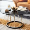 Couchtisch FineBuy Sofatisch Rund 80 cm Schwarz Metall Wohnzimmertisch Tisch