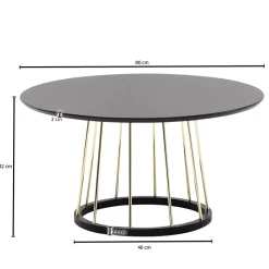 Couchtisch FineBuy Sofatisch Rund 80 cm Schwarz Metall Wohnzimmertisch Tisch