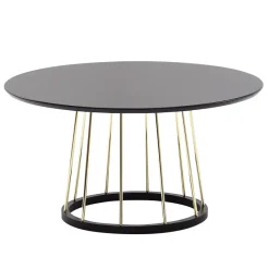 Couchtisch FineBuy Sofatisch Rund 80 cm Schwarz Metall Wohnzimmertisch Tisch