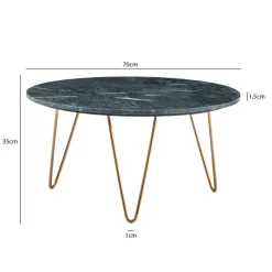 Couchtisch FineBuy Sofatisch Echter Marmor Ø 70 cm Tisch Wohnzimmertisch Rund
