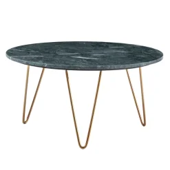 Couchtisch FineBuy Sofatisch Echter Marmor Ø 70 cm Tisch Wohnzimmertisch Rund