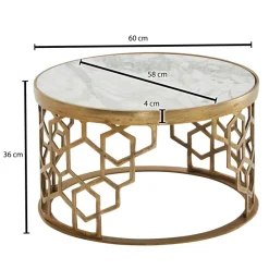 Couchtisch FineBuy Sofatisch Echter Marmor Ø 60 cm Tisch Wohnzimmertisch Rund