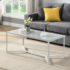 Couchtisch FineBuy Sofatisch Glas Metall 100 cm Wohnzimmertisch Rechteckig