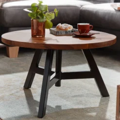Couchtisch FineBuy Sofatisch Massivholz 60x60x35 cm Wohnzimmertisch Tisch Rund