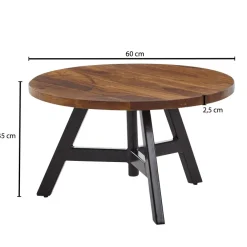 Couchtisch FineBuy Sofatisch Massivholz 60x60x35 cm Wohnzimmertisch Tisch Rund