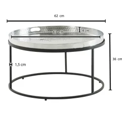 Couchtisch FineBuy Sofatisch Metall Hammerschlag Ø 62 cm Wohnzimmertisch Tisch