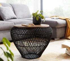 Couchtisch FineBuy Sofatisch Rund Metall Ø 60 cm Tisch Stauraum Wohnzimmertisch