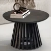 Couchtisch FineBuy Sofatisch Massivholz Schwarz 60x60x41cm Wohnzimmertisch Rund
