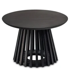Couchtisch FineBuy Sofatisch Massivholz Schwarz 60x60x41cm Wohnzimmertisch Rund