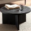 Couchtisch FineBuy Sofatisch Massivholz Schwarz 60x60x33cm Wohnzimmertisch Rund