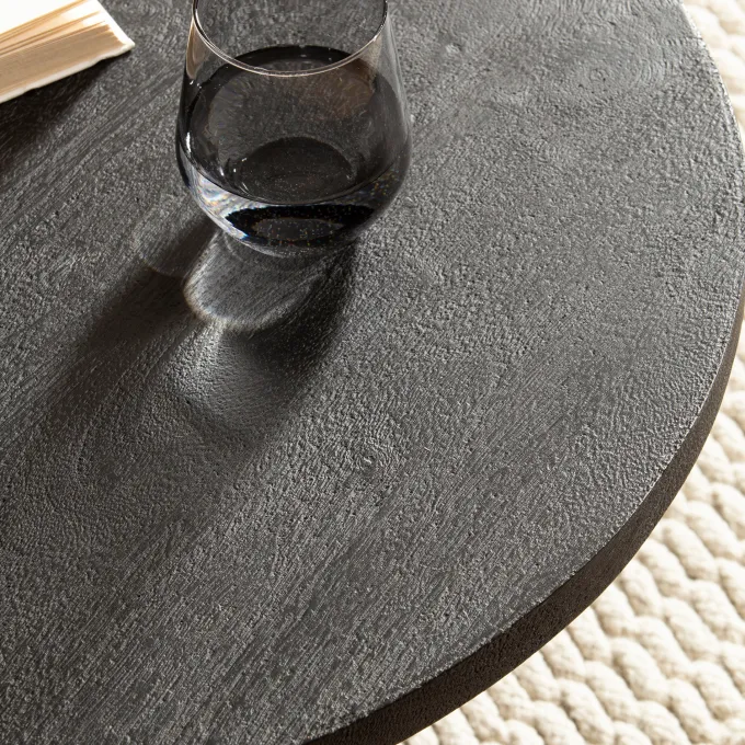 Couchtisch FineBuy Sofatisch Massivholz Schwarz 60x60x33cm Wohnzimmertisch Rund