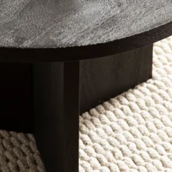 Couchtisch FineBuy Sofatisch Massivholz Schwarz 60x60x33cm Wohnzimmertisch Rund