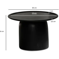 Couchtisch FineBuy Sofatisch Massivholz Schwarz 60x60x40 cm Wohnzimmertisch Rund