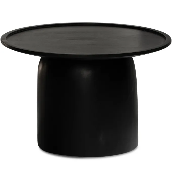 Couchtisch FineBuy Sofatisch Massivholz Schwarz 60x60x40 cm Wohnzimmertisch Rund