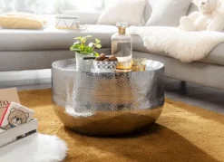 Couchtisch FineBuy Sofatisch Metall 60x60x35 cm Wohnzimmertisch Rund Tisch Klein