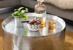 Couchtisch FineBuy Sofatisch Metall 60x60x35 cm Wohnzimmertisch Rund Tisch Klein