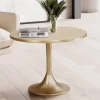 Couchtisch FineBuy Sofatisch Metall Gold Ø 60 cm Tisch Wohnzimmertisch Rund