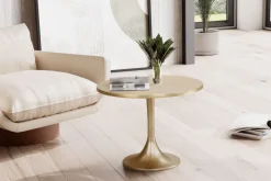 Couchtisch FineBuy Sofatisch Metall Gold Ø 60 cm Tisch Wohnzimmertisch Rund