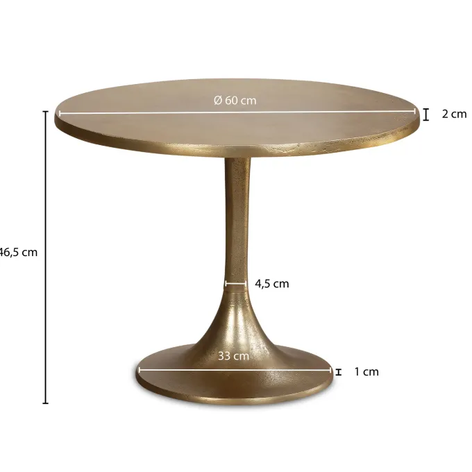 Couchtisch FineBuy Sofatisch Metall Gold Ø 60 cm Tisch Wohnzimmertisch Rund