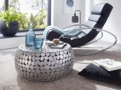 Couchtisch FineBuy Sofatisch Metall Silber Ø 66 cm Tisch Wohnzimmertisch Rund