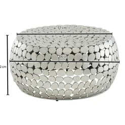 Couchtisch FineBuy Sofatisch Metall Silber Ø 66 cm Tisch Wohnzimmertisch Rund