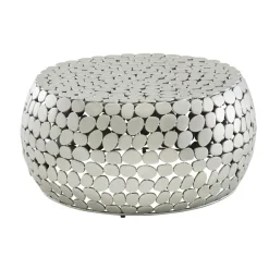 Couchtisch FineBuy Sofatisch Metall Silber Ø 66 cm Tisch Wohnzimmertisch Rund