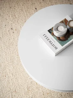 Couchtisch FineBuy Sofatisch Weiß Ø60cm Hochglanz Wohnzimmertisch Rund Klein