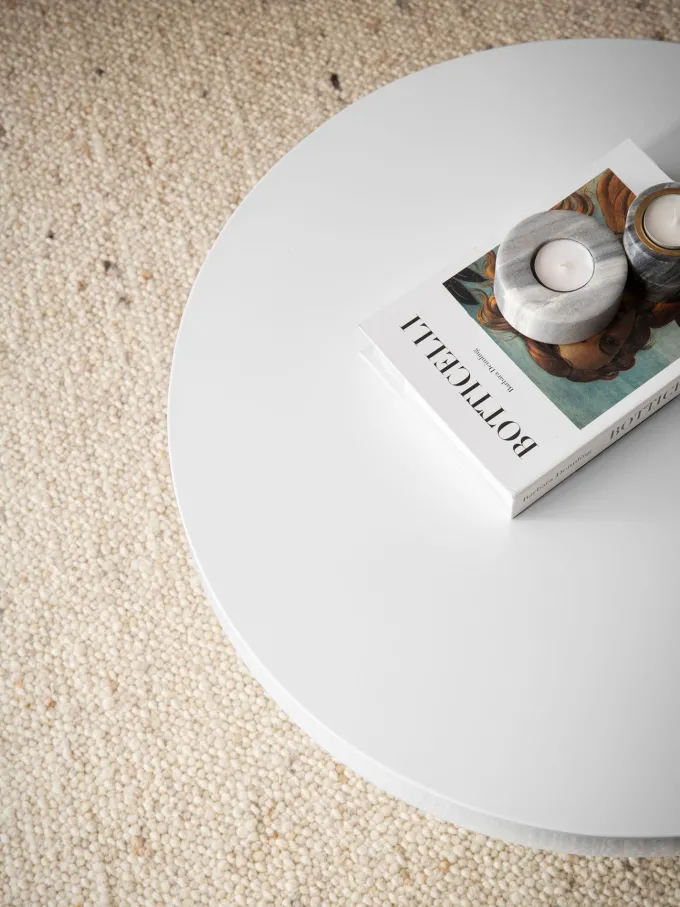 Couchtisch FineBuy Sofatisch Weiß Ø60cm Hochglanz Wohnzimmertisch Rund Klein