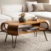 Couchtisch FineBuy Wohnzimmertisch Massivholz 100 cm Sofatisch Tisch Stauraum