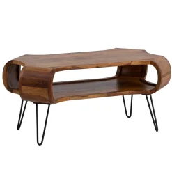 Couchtisch FineBuy Wohnzimmertisch Massivholz 100 cm Sofatisch Tisch Stauraum