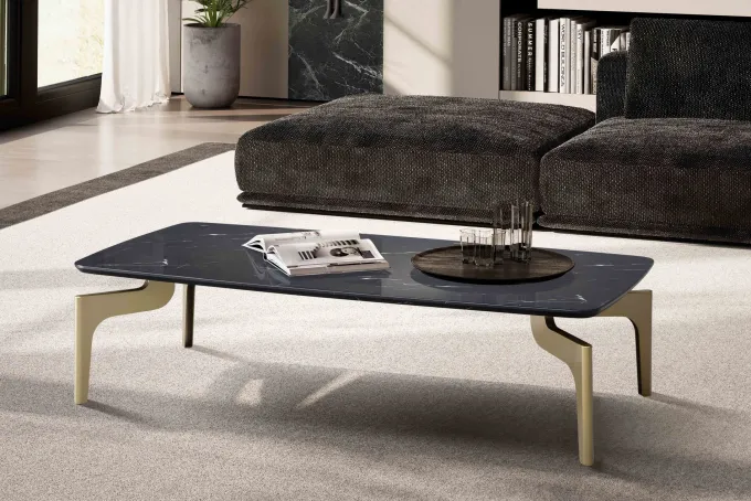 Couchtisch FineBuy Wohnzimmertisch Marmor Optik Schwarz Sofatisch 120 cm Tisch