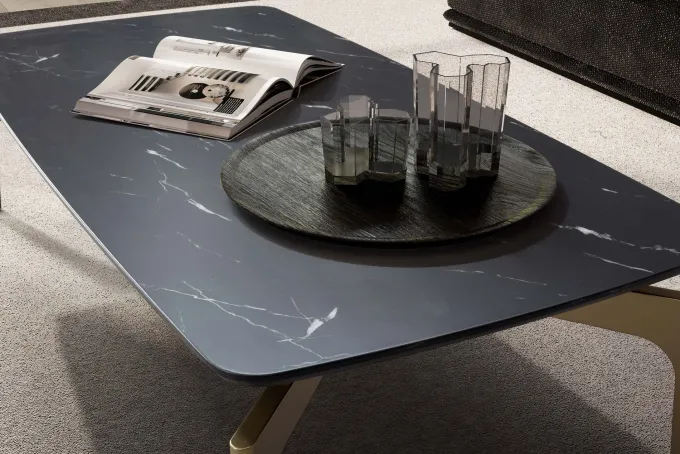 Couchtisch FineBuy Wohnzimmertisch Marmor Optik Schwarz Sofatisch 120 cm Tisch