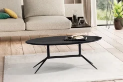 Couchtisch FineBuy Wohnzimmertisch Massivholz 90 cm Sofatisch Tisch Oval Modern