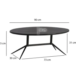 Couchtisch FineBuy Wohnzimmertisch Massivholz 90 cm Sofatisch Tisch Oval Modern