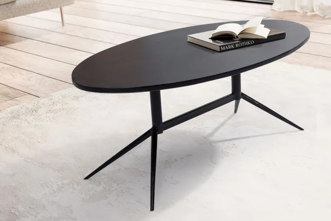 Couchtisch FineBuy Wohnzimmertisch Massivholz 90 cm Sofatisch Tisch Oval Modern
