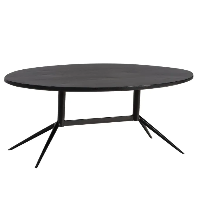 Couchtisch FineBuy Wohnzimmertisch Massivholz 90 cm Sofatisch Tisch Oval Modern