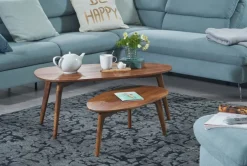 Couchtisch FineBuy Wohnzimmertisch 2er Set Nierenform Holz Beistelltisch Tisch