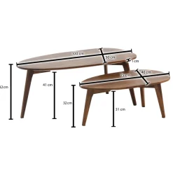 Couchtisch FineBuy Wohnzimmertisch 2er Set Nierenform Holz Beistelltisch Tisch