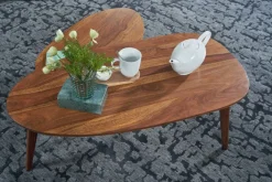 Couchtisch FineBuy Wohnzimmertisch 2er Set Nierenform Holz Beistelltisch Tisch