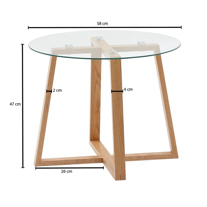 Couchtisch FineBuy Wohnzimmertisch Holz Glas Sofatisch Tisch Wohnzimmer Rund