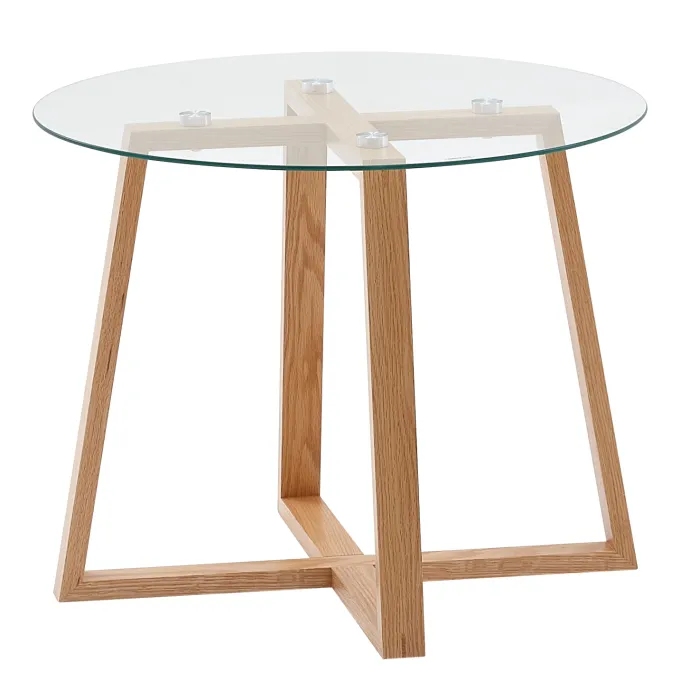 Couchtisch FineBuy Wohnzimmertisch Holz Glas Sofatisch Tisch Wohnzimmer Rund