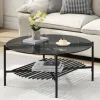 Couchtisch FineBuy Wohnzimmertisch Glas Metall 80 cm Schwarz Rund Sofatisch