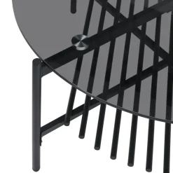 Couchtisch FineBuy Wohnzimmertisch Glas Metall 80 cm Schwarz Rund Sofatisch