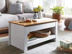Couchtisch FineBuy Wohnzimmertisch Weiß 85x47x42cm Sofatisch Tisch mit Stauraum