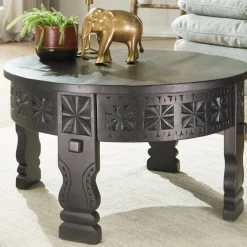 Couchtisch Mango Massivholz rund Wohnzimmertisch orientalischer Boho Design