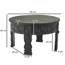 Couchtisch Mango Massivholz rund Wohnzimmertisch orientalischer Boho Design