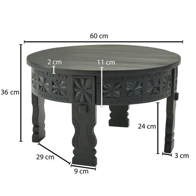 Couchtisch Mango Massivholz rund Wohnzimmertisch orientalischer Boho Design